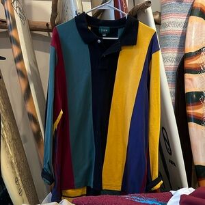 J Crew Longsleeve Striped Polo Shirt L